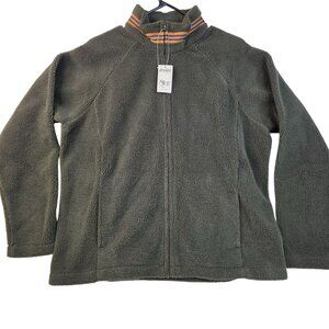 Woolrich Womens XL Sherpa Fleece Jacket Full-Zip Loden Green Vintage Deadstock